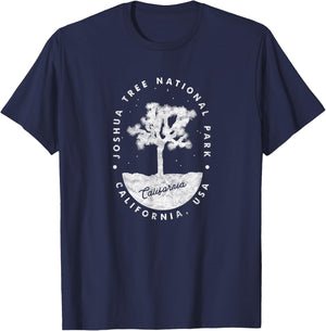 Minimalist Tree Joshua Tree National Park Distressed Design T-Shirt - T-Shirt | Navy