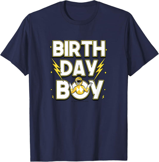 Power Rangers Birthday Boy Electrifying Yellow Ranger T-Shirt - T-Shirt | Navy