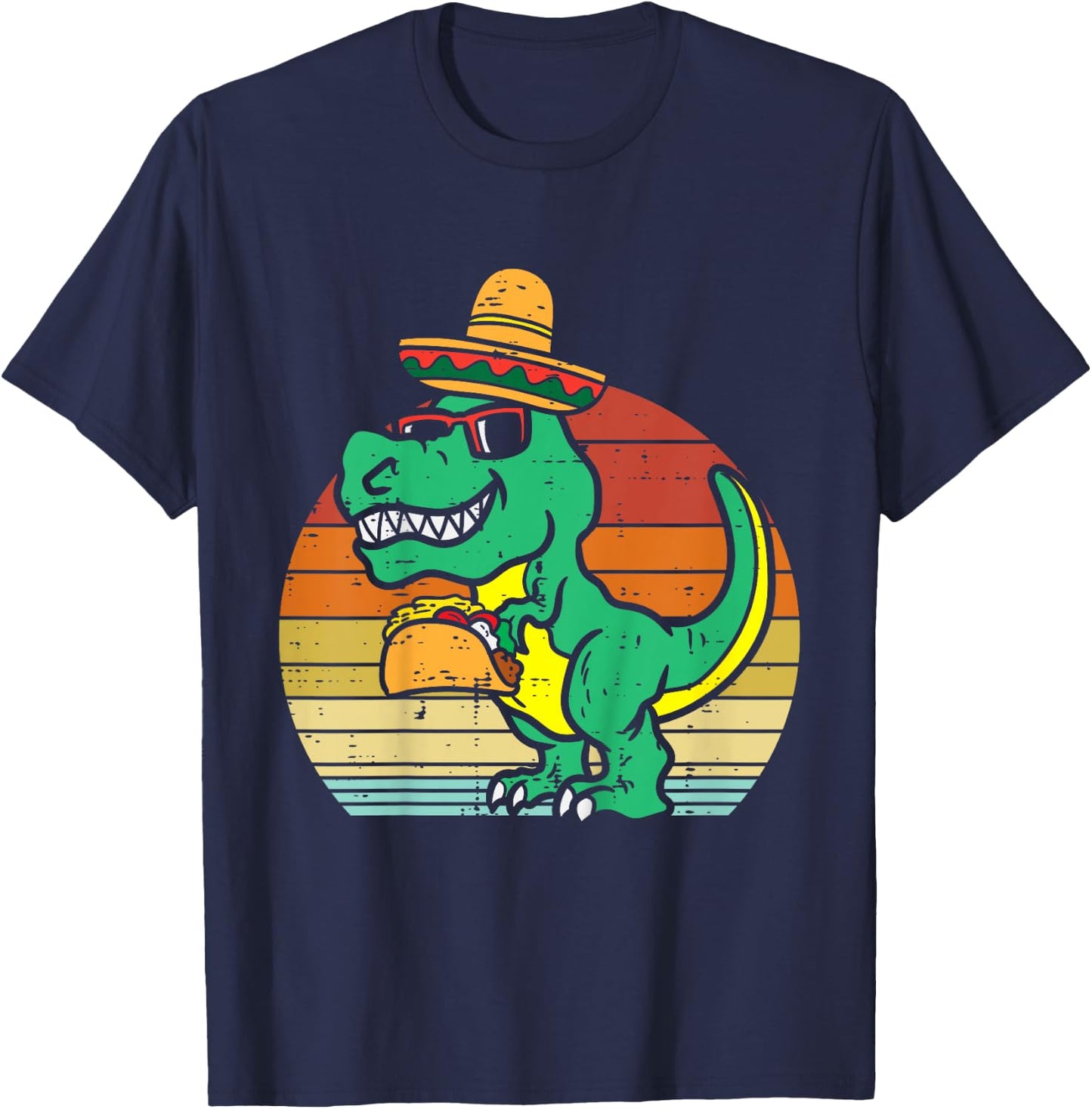 Kids Mexican Dino Taco Trex Toddler Boys Cinco De Mayo Kids T-Shirt - T-Shirt | Navy
