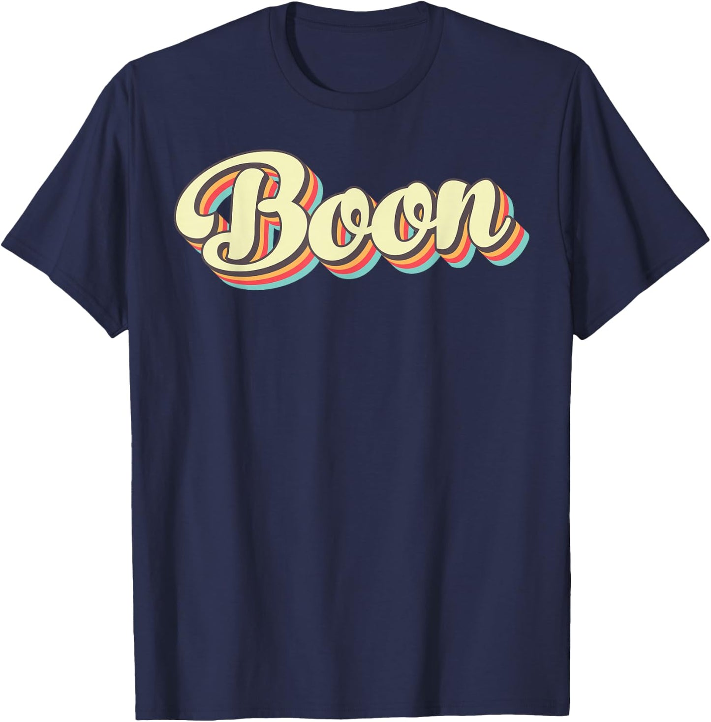 Boon Retro Art Baseball Font Vintage T-Shirt - T-Shirt | Navy
