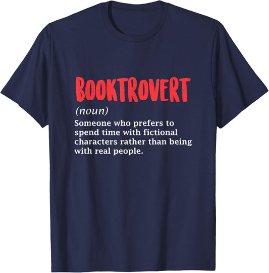 Booktrovert Definition Books Reader Book Bookworm Author T-Shirt - T-Shirt | Navy