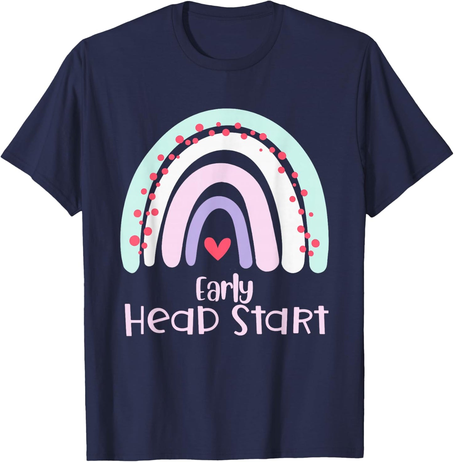 Early Headstart Cute Retro Rainbow teachers T-Shirt - T-Shirt | Navy