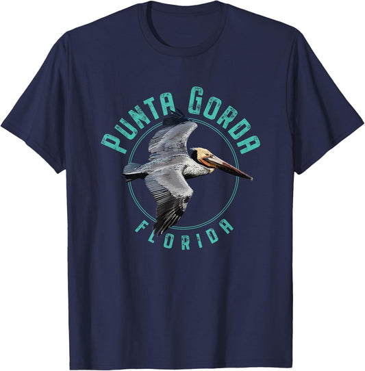 Punta Gorda Florida Pelican Design T-Shirt - T-Shirt | Navy