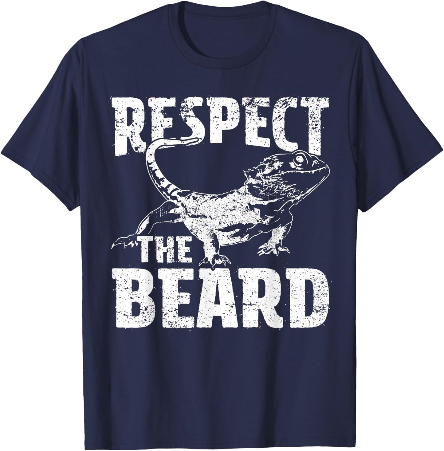 Respect The Beard Bearded Dragon Dad Mom Kids T-Shirt - T-Shirt | Navy