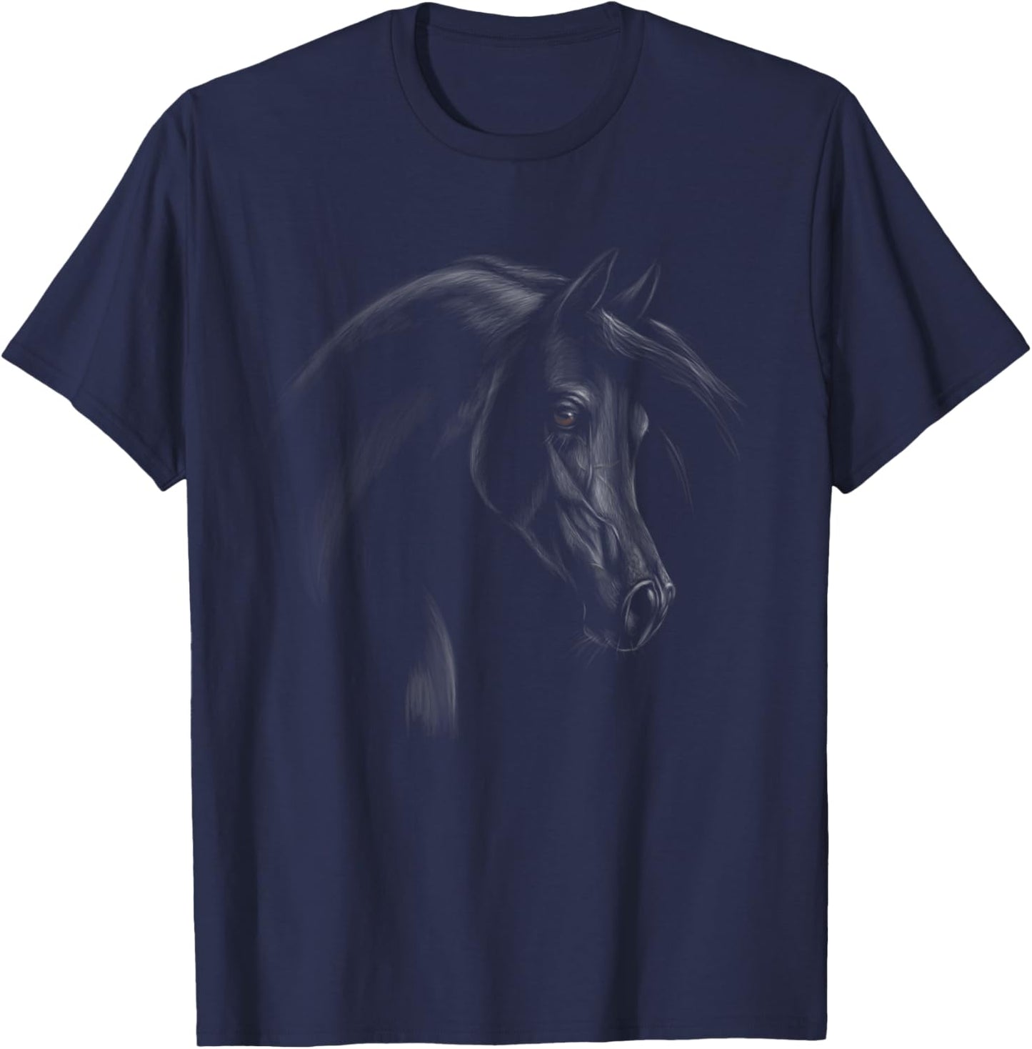 Hand Drawn Cute Arabian Horse Sketch Majestic Horse Tribute T-Shirt - T-Shirt | Navy