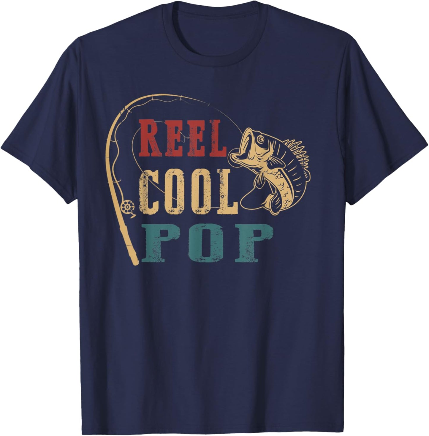 Reel Cool Pop Shirt - Fishing Fathers Day T-Shirt - T-Shirt | Navy