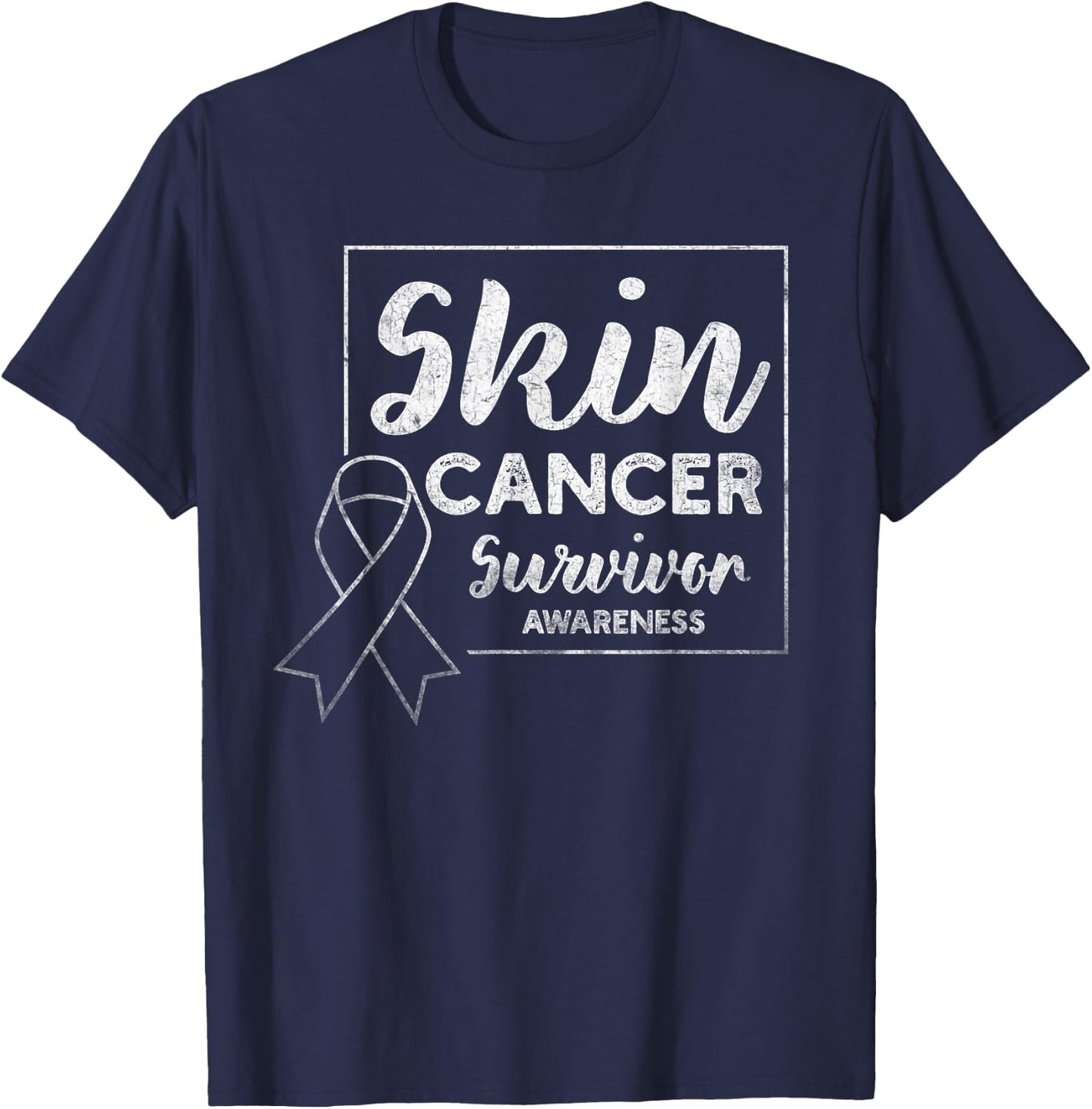 Skin Cancer Survivor Products Melanoma Awareness Distressed T-Shirt - T-Shirt | Navy