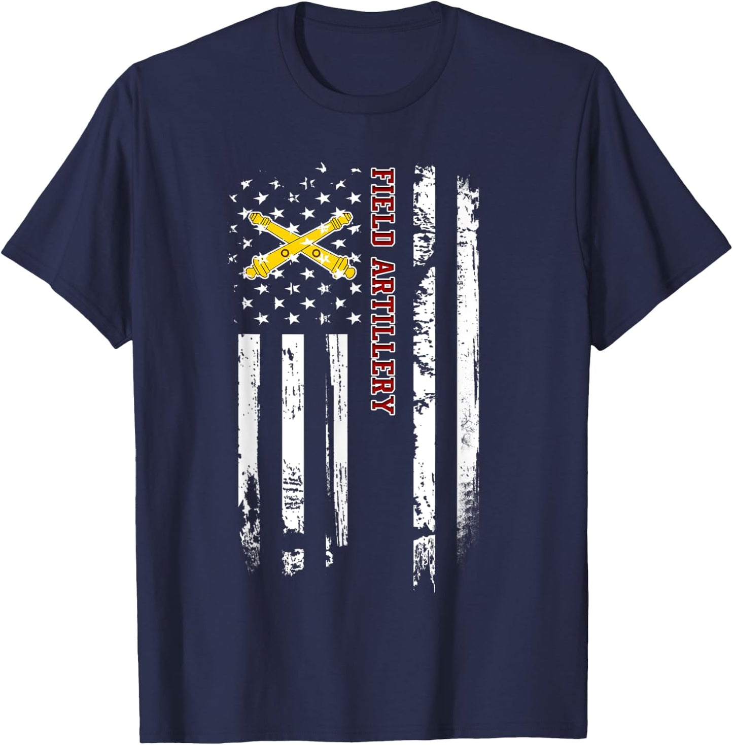 Field Artillery Veteran USA Flag Military Veterans Day Xmas Women Men T-Shirt - T-Shirt | Navy