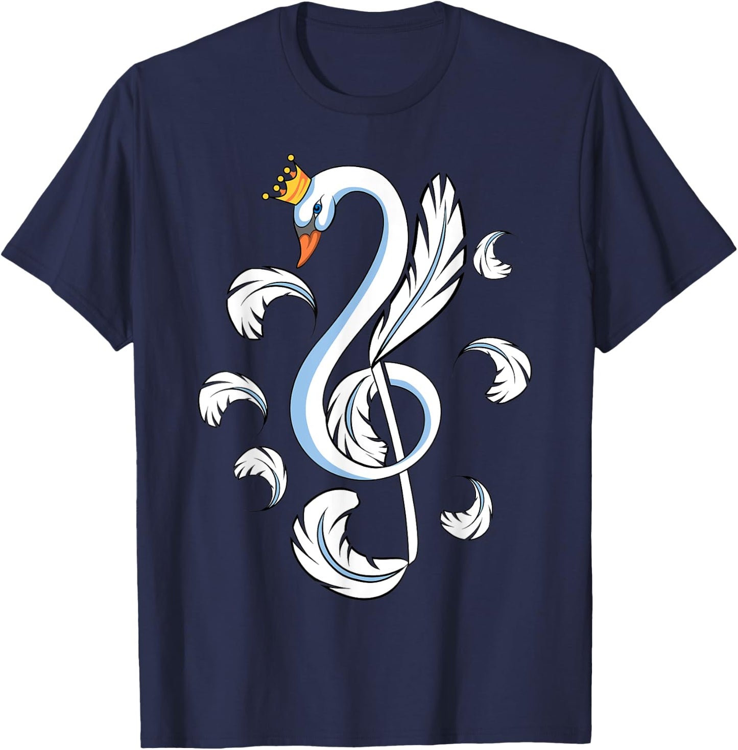 Treble Clef Music Note Swan T-Shirt - T-Shirt | Navy