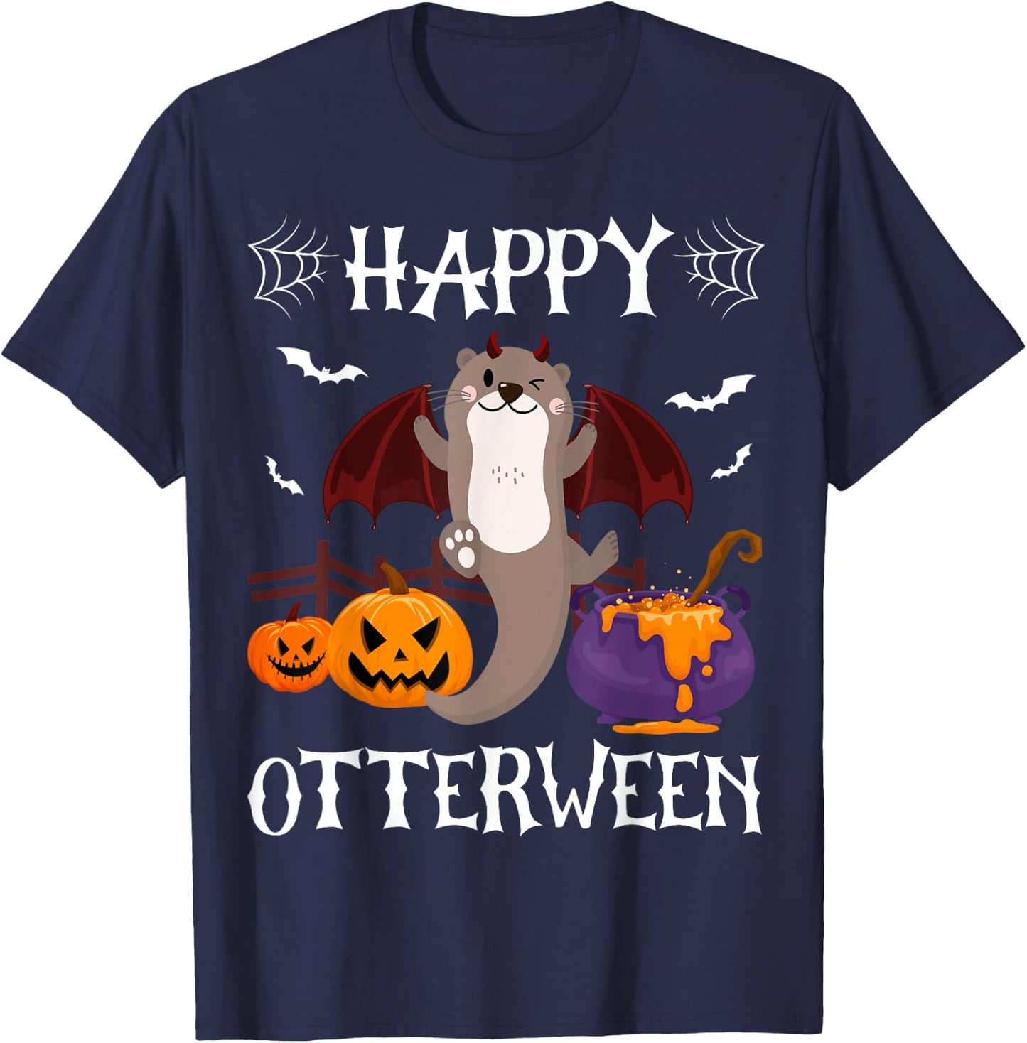 Happy Otterween Halloween Otter Lover Funny T-Shirt - T-Shirt | Navy