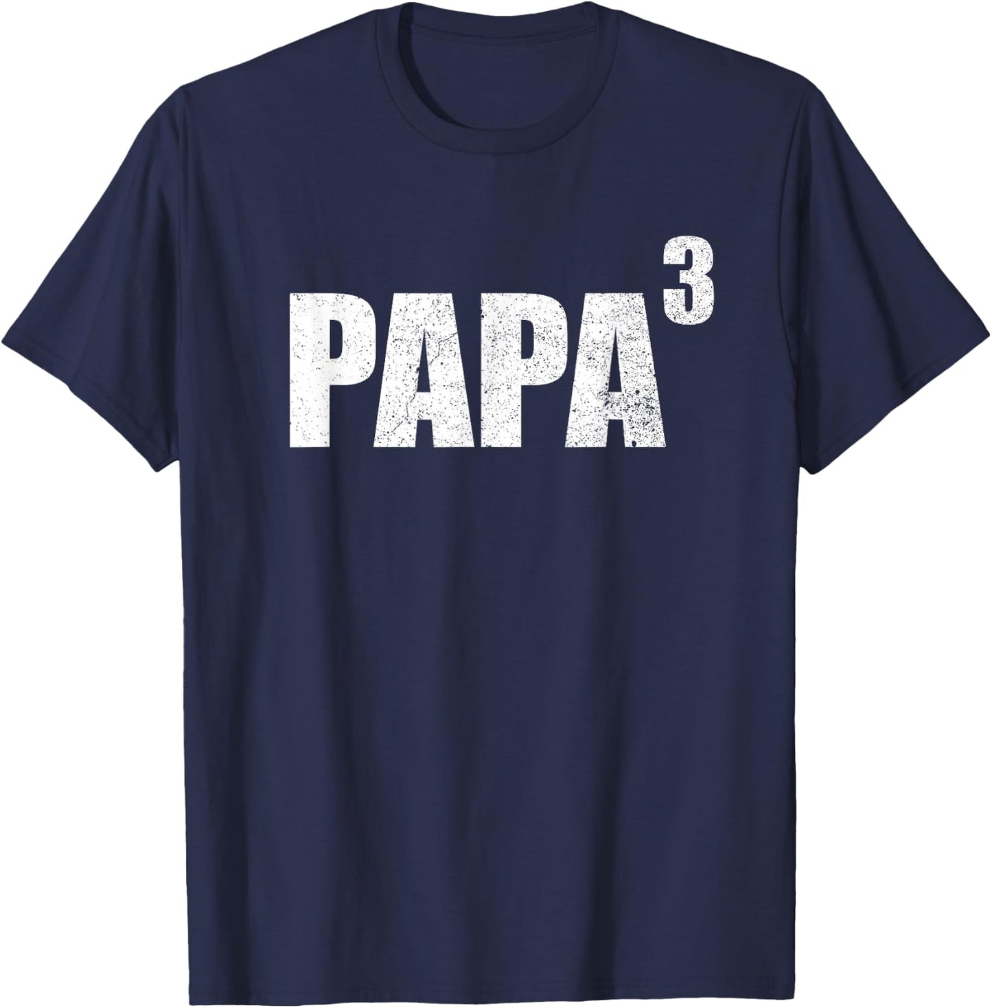 Papa 3 Kid Shirt Papa Cubed Shirt Grandpa 3 Kid Shirt Papa T-Shirt - T-Shirt | Navy