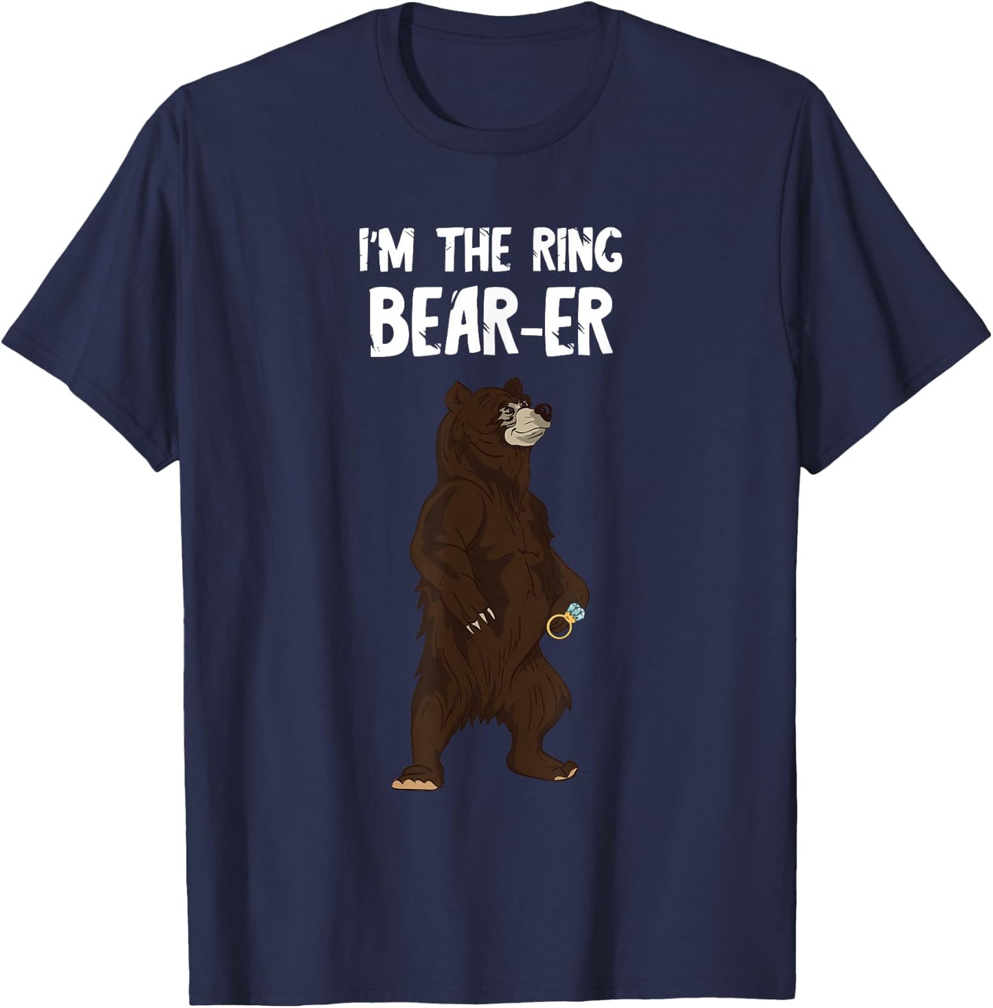 Cute Bear Ring Wedding Party Ring Bearer Security T-Shirt - T-Shirt | Navy