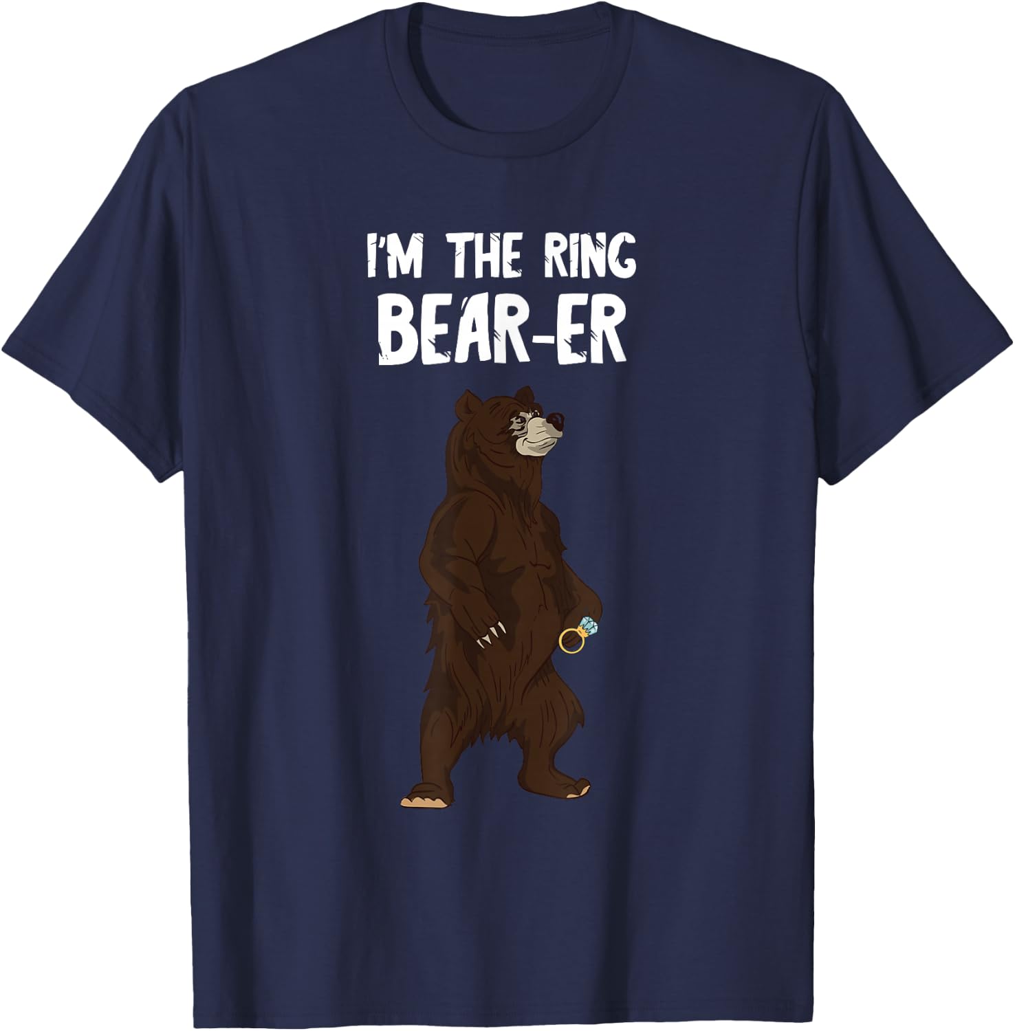 Cute Bear Ring Wedding Party Ring Bearer Security T-Shirt - T-Shirt | Navy
