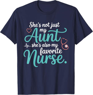Favorite Aunt Nurse Family Proud RN Niece Nephew Love T-Shirt - T-Shirt | Navy