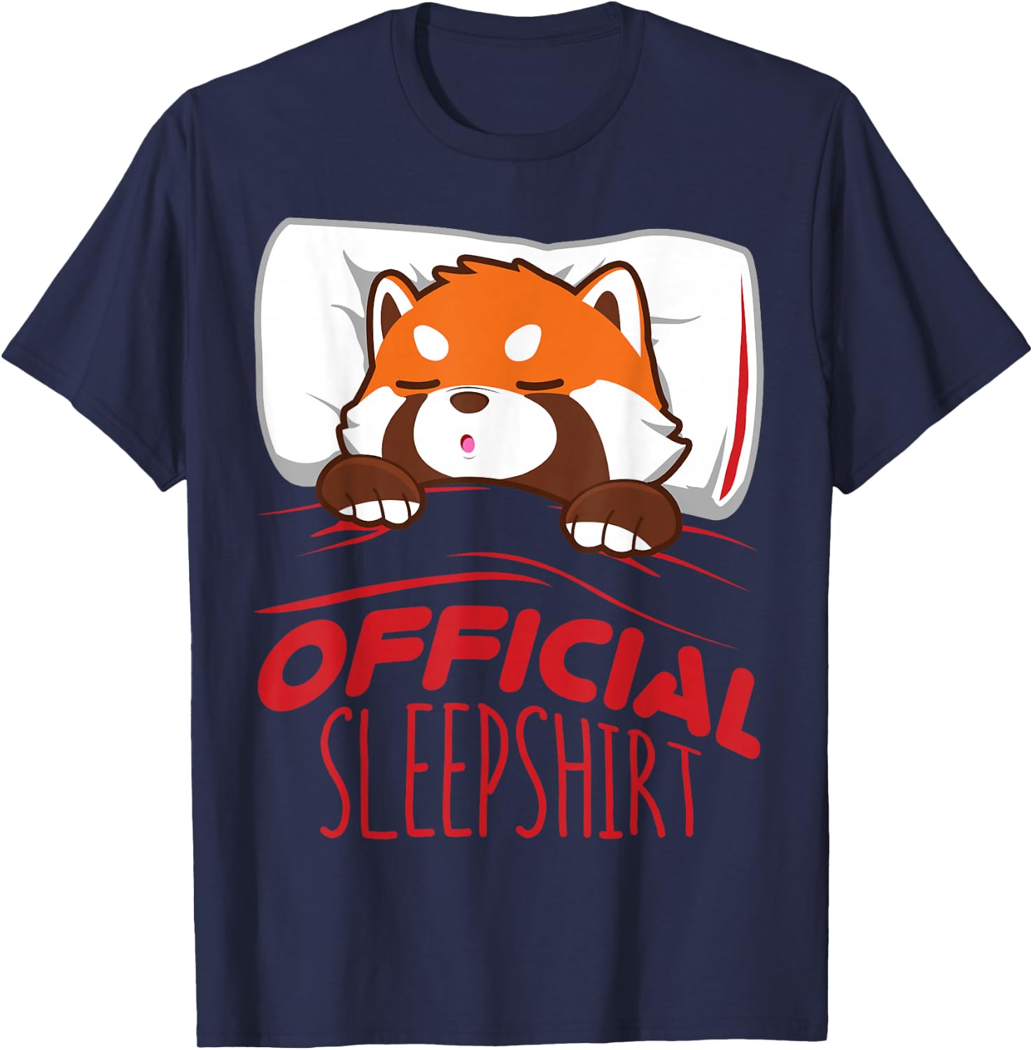 Official Sleepshirt Red Panda Sleeping T-Shirt - T-Shirt | Navy