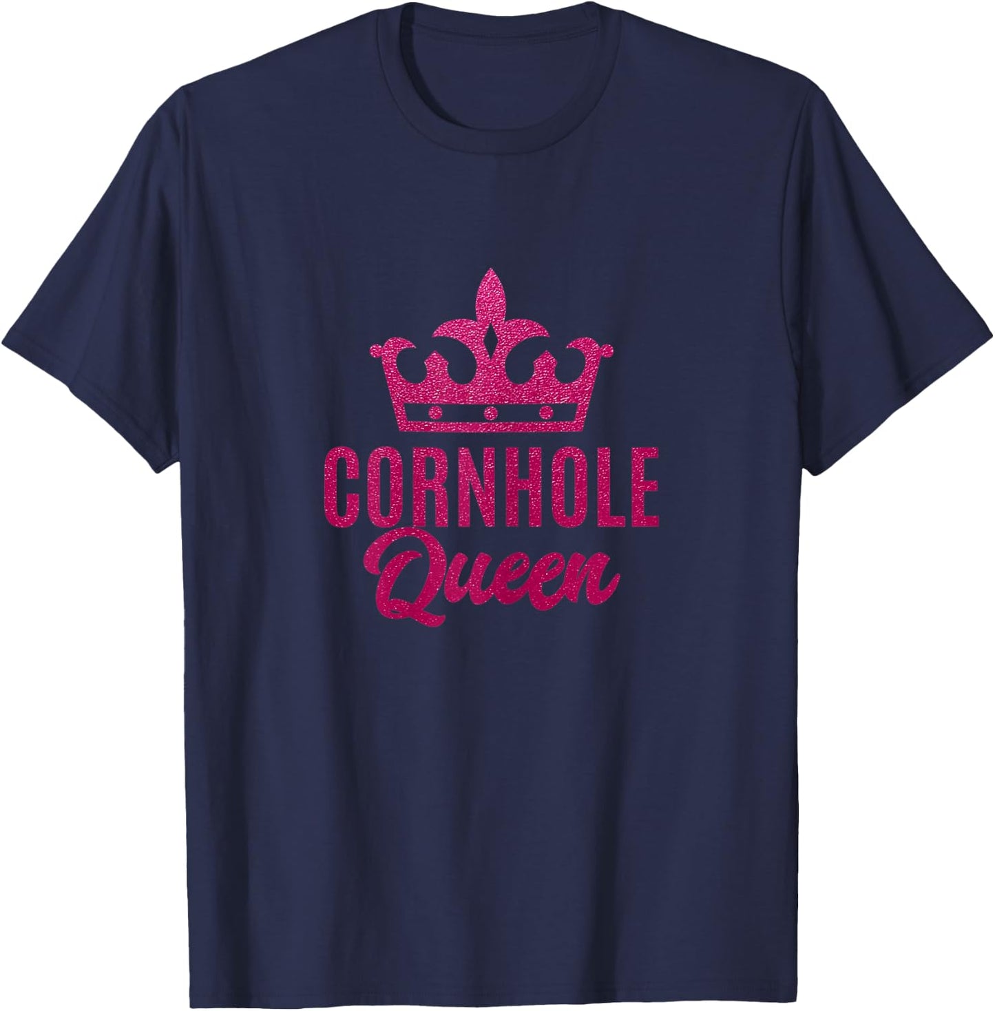 Cornhole Queen | Pink Funny Corn Hole Game Gift T-Shirt - T-Shirt | Navy