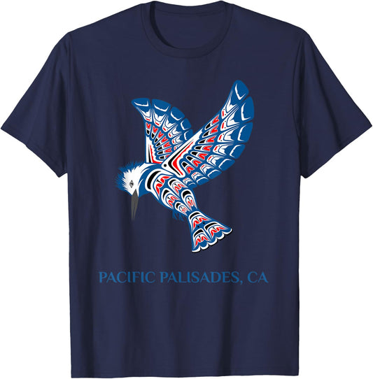 Native American Pacific Palisades Kingfisher Bird California T-Shirt - T-Shirt | Navy