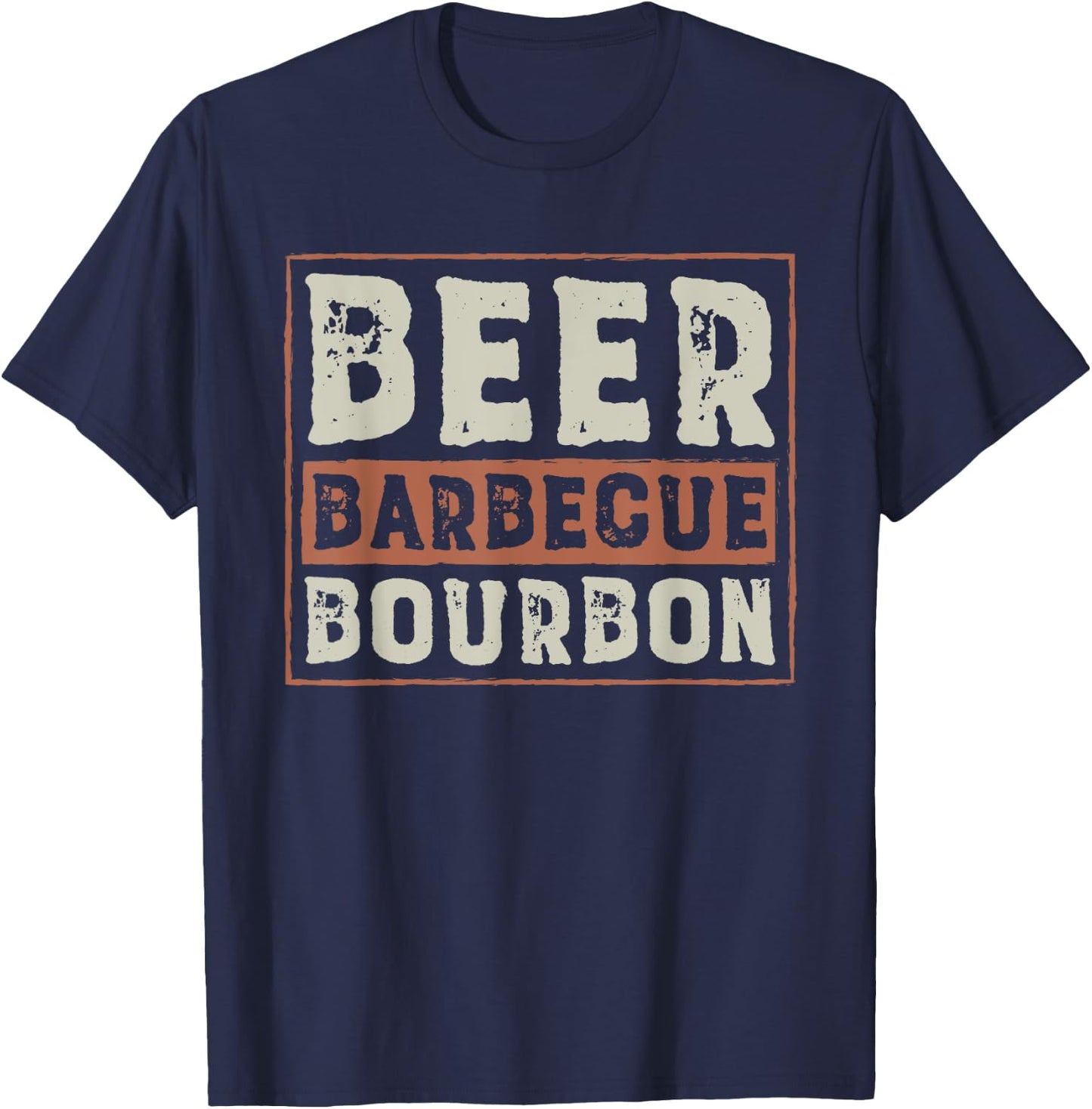 Funny Barbecue Beer Bourbon Graphic Women Men Meat Smoking T-Shirt - T-Shirt | Navy