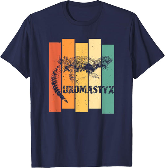 Uromastyx Spiktail Lizard Reptile Retro Colours T-Shirt - T-Shirt | Navy