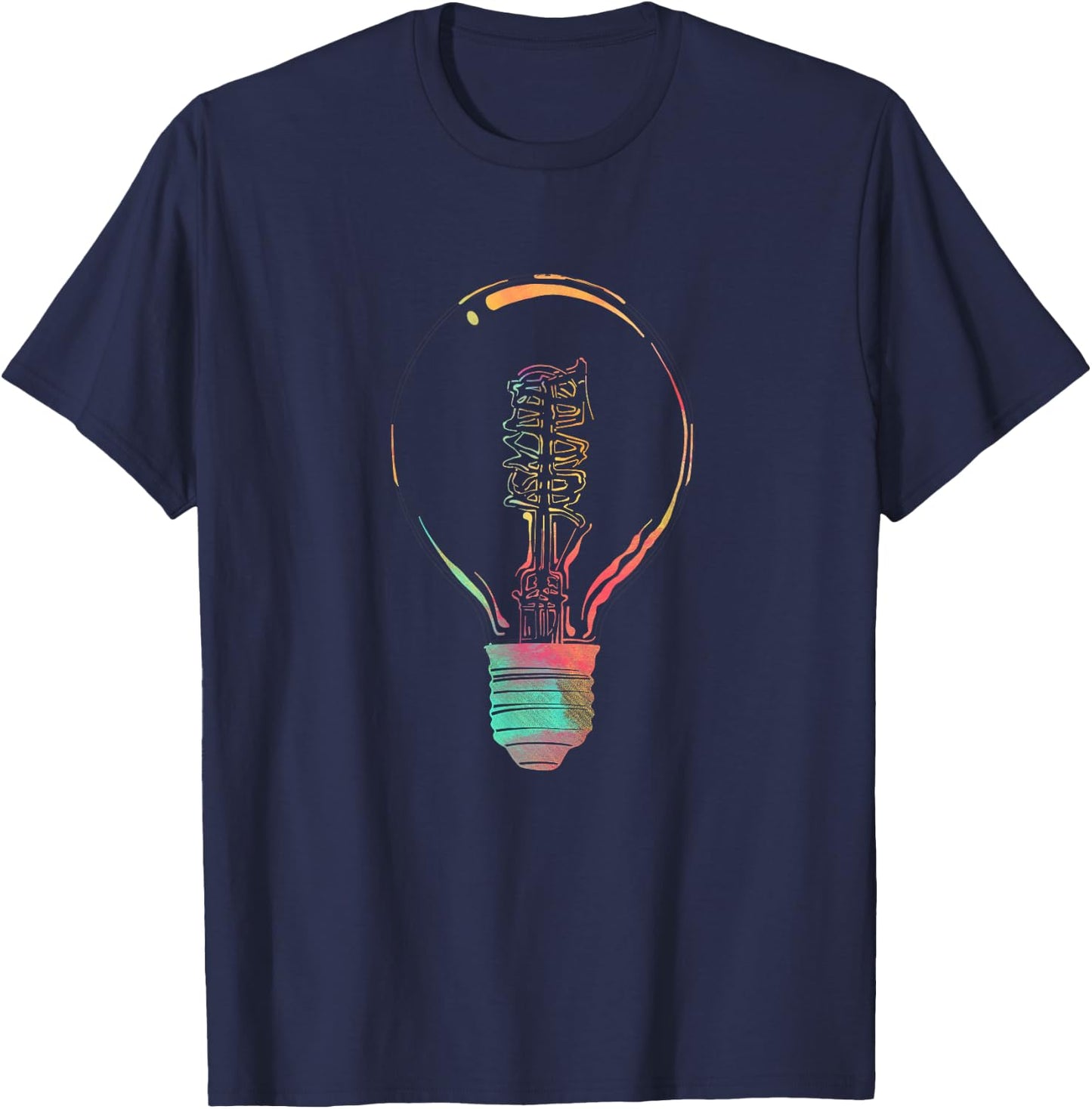 Electrician Gifts Men Women Colorful Light Bulb Lineman T-Shirt - T-Shirt | Navy