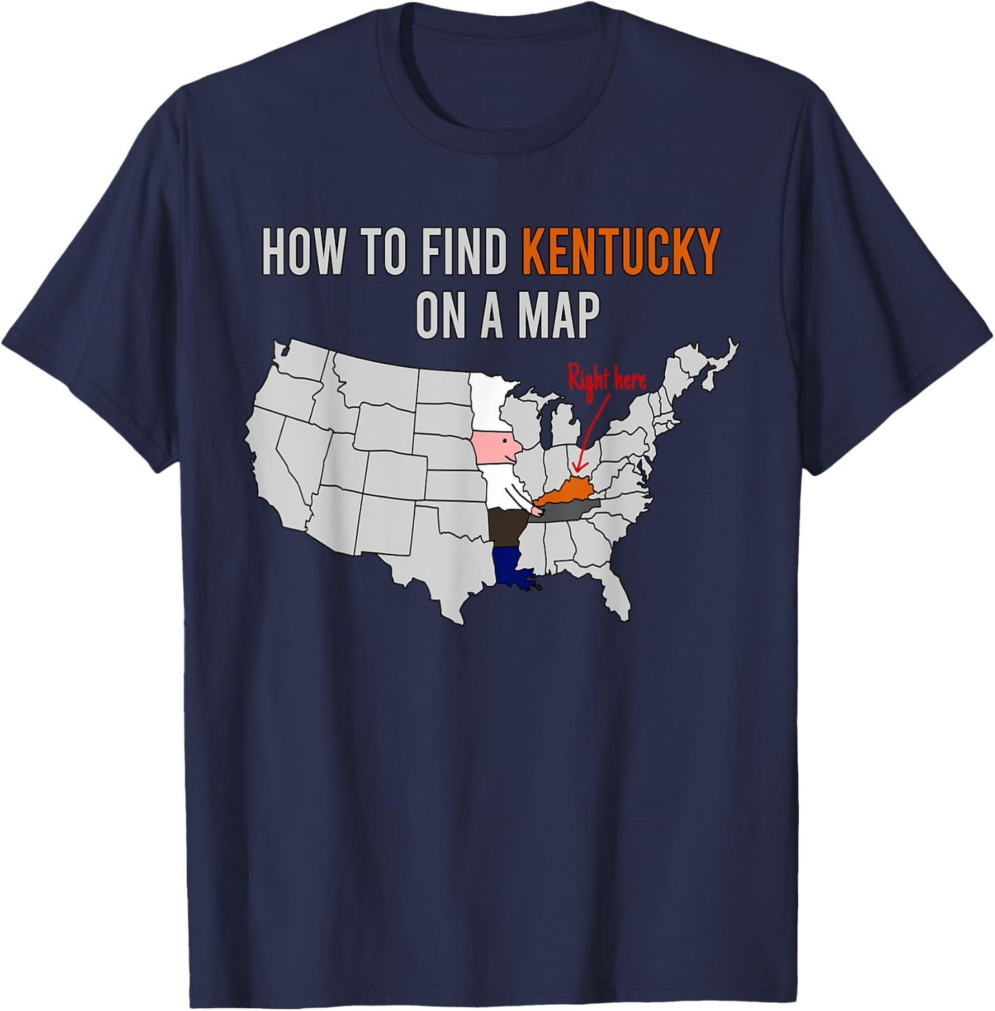 How To Find Kentucky On A Map Chef Holding Fried Chicken T-Shirt - T-Shirt | Navy