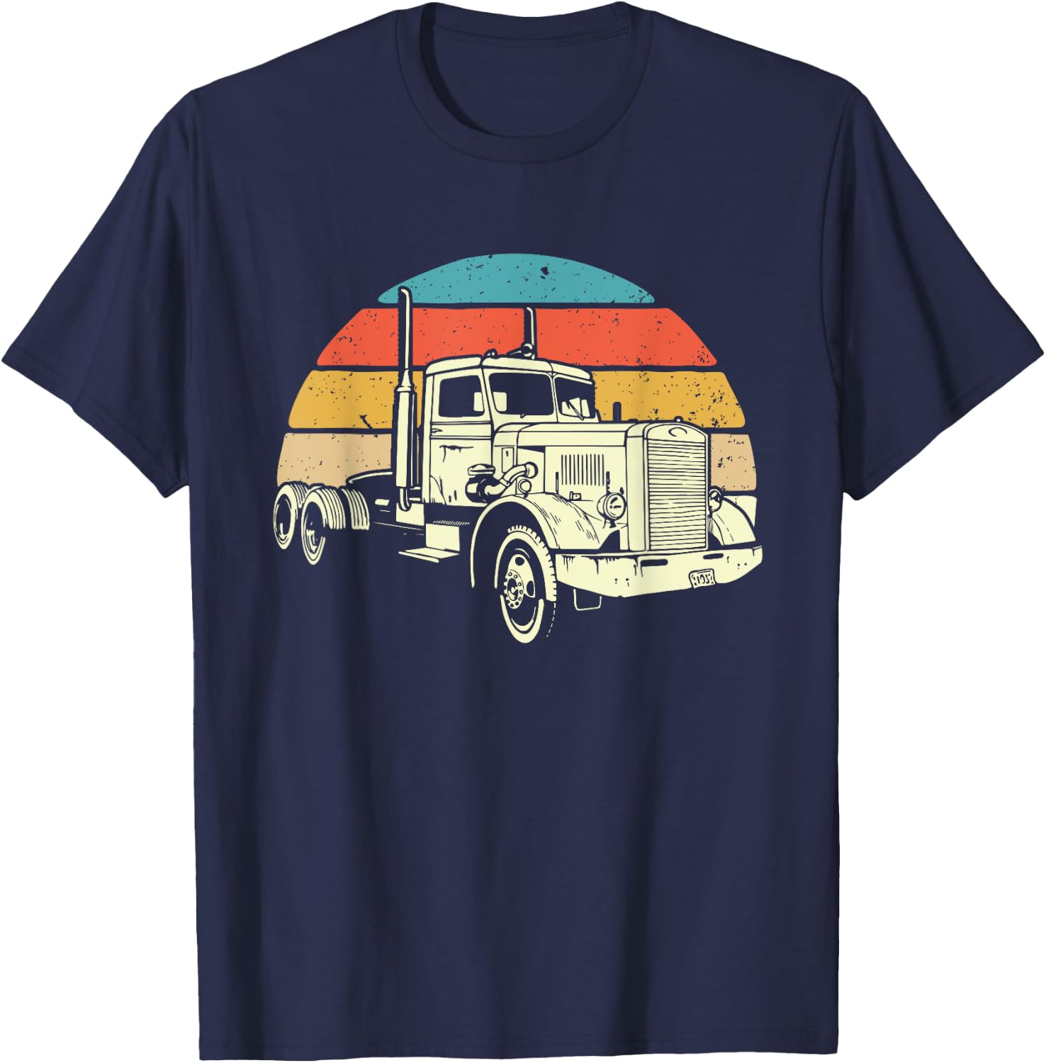 Retro Trucker - Big Rig Hauler Truck Driver Trucking T-Shirt - T-Shirt | Navy