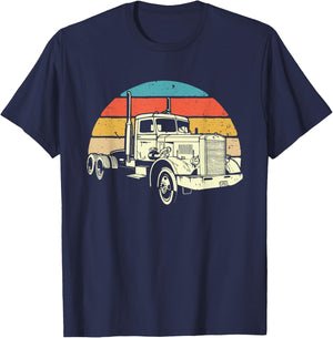 Retro Trucker - Big Rig Hauler Truck Driver Trucking T-Shirt - T-Shirt | Navy