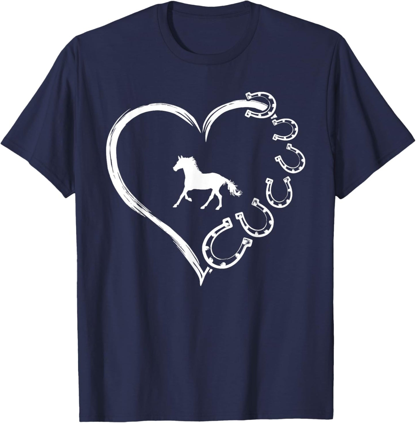 Cute Horse Love Horseshoe Heart Gift Horse Mom Rei T-Shirt - T-Shirt | Navy