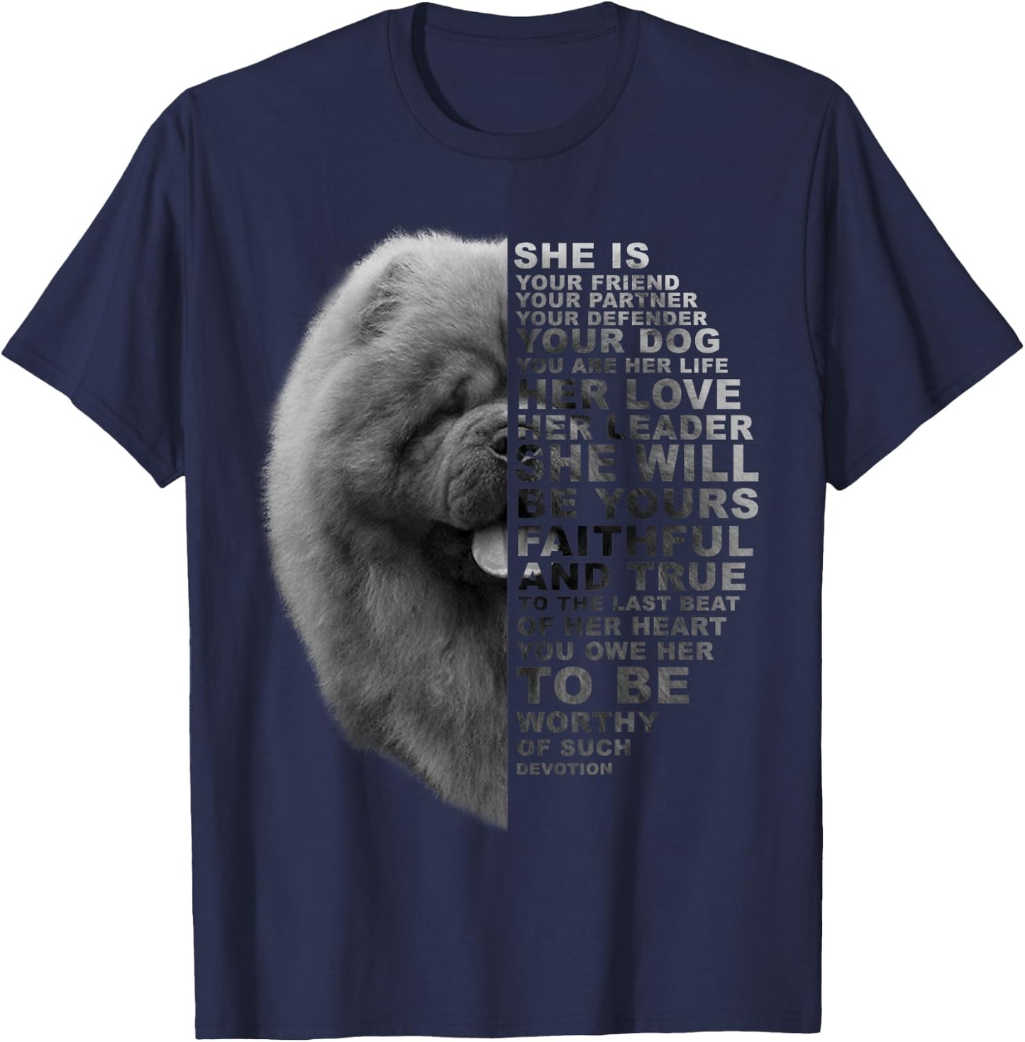 She Is Your Friend Your Partner Your Dog Chow Chow Dog Lover Women Kids T-Shirt - T-Shirt | Navy
