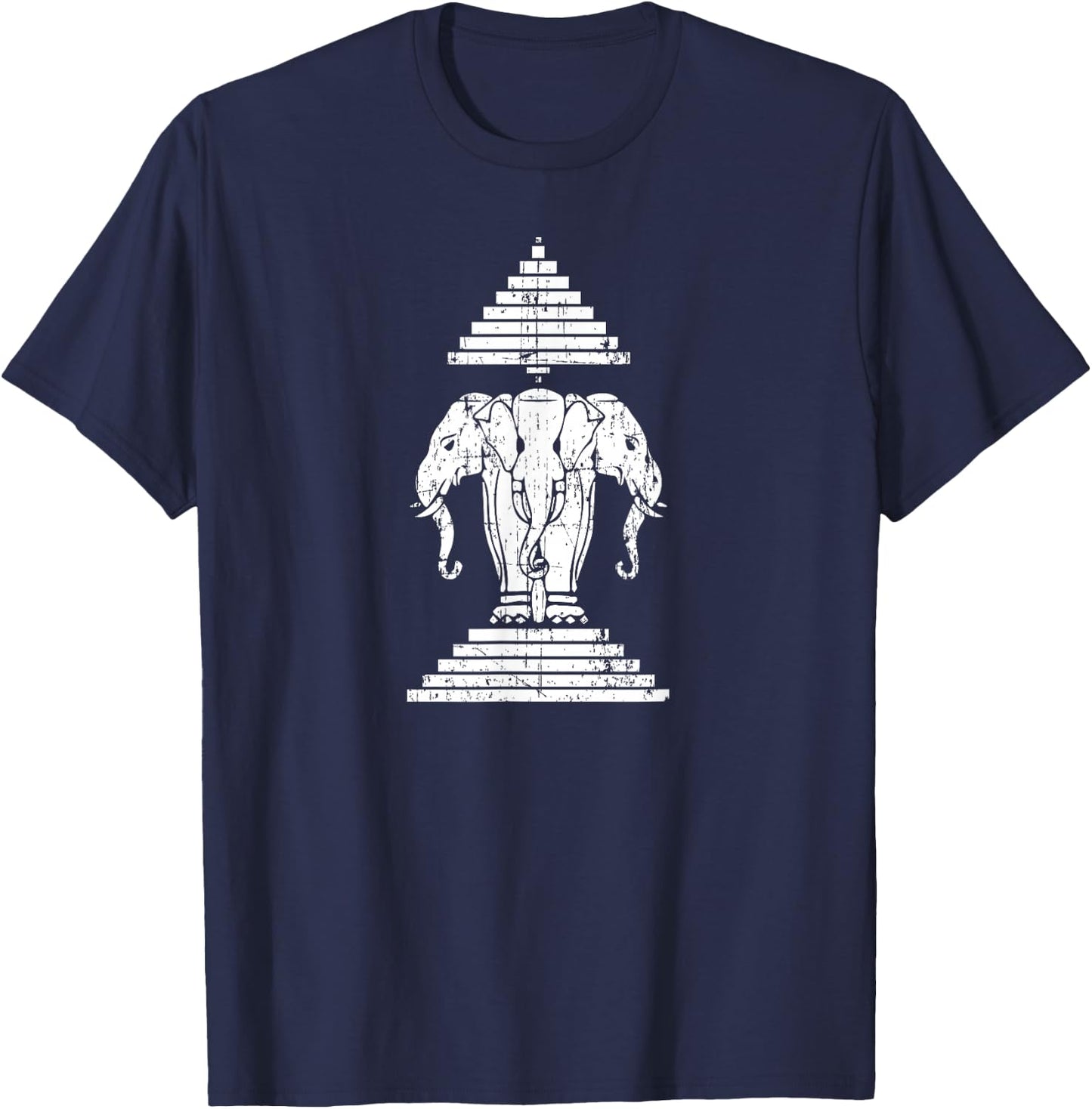 Laos 3 Headed Elephant Erawan Airavata | Laotian | Sabaidee T-Shirt - T-Shirt | Navy