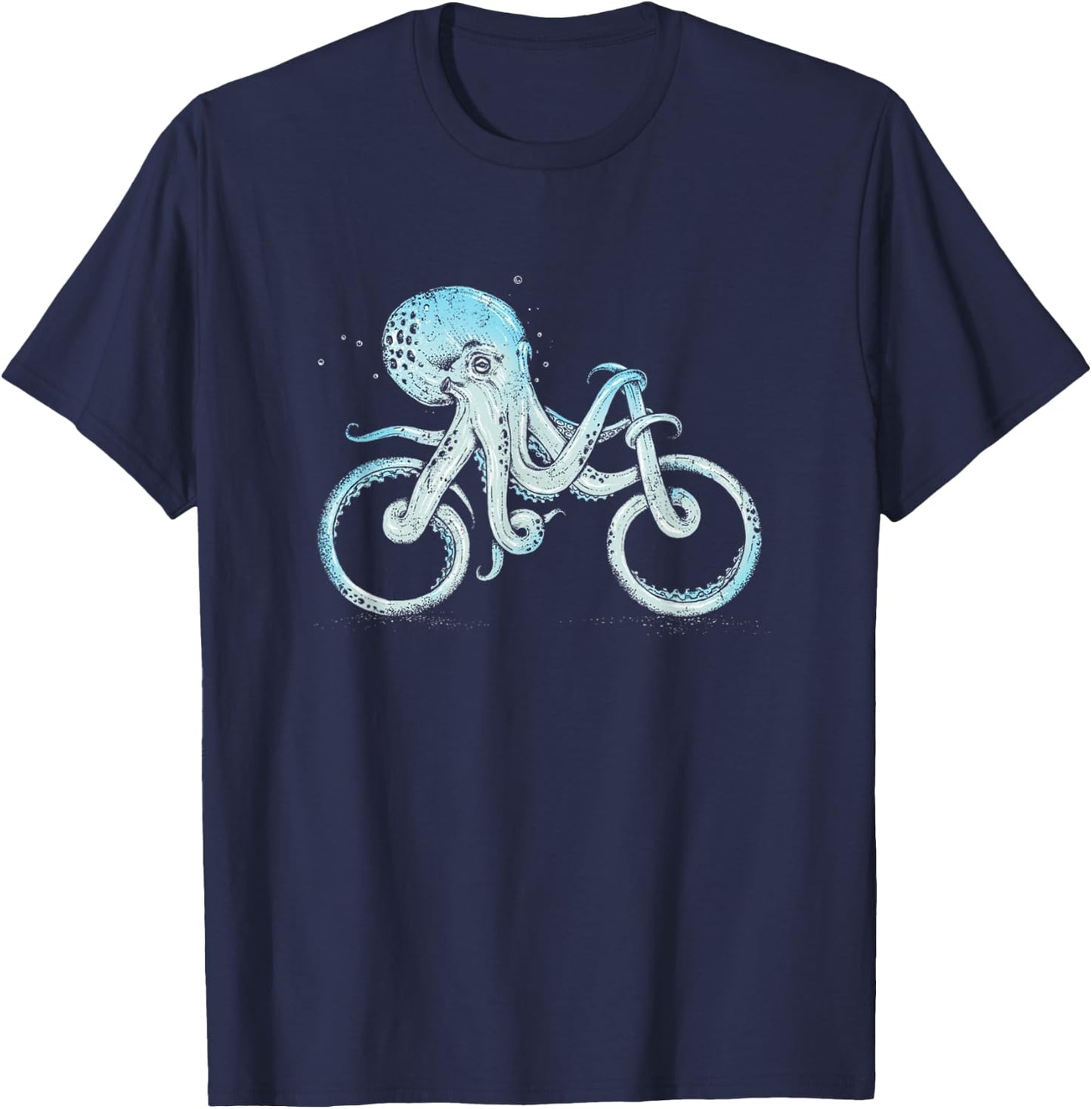 Octopus Riding A Bike Biker Biking Cycle Cycling T-Shirt - T-Shirt | Navy