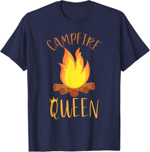Campfire Queen Funny Outdoor Camping T-Shirt - T-Shirt | Navy