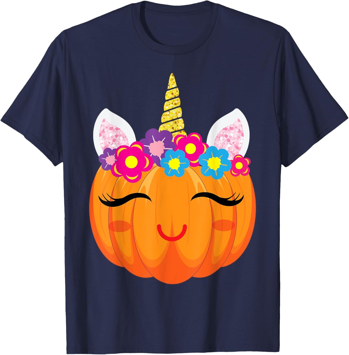 Cute Unicorn Girls Halloween Pumpkin Patch Costume Women T-Shirt - T-Shirt | Navy