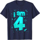 4th Birthday Shirt Boy I AM 4 Year Old Space Gift T-Shirt - T-Shirt | Navy