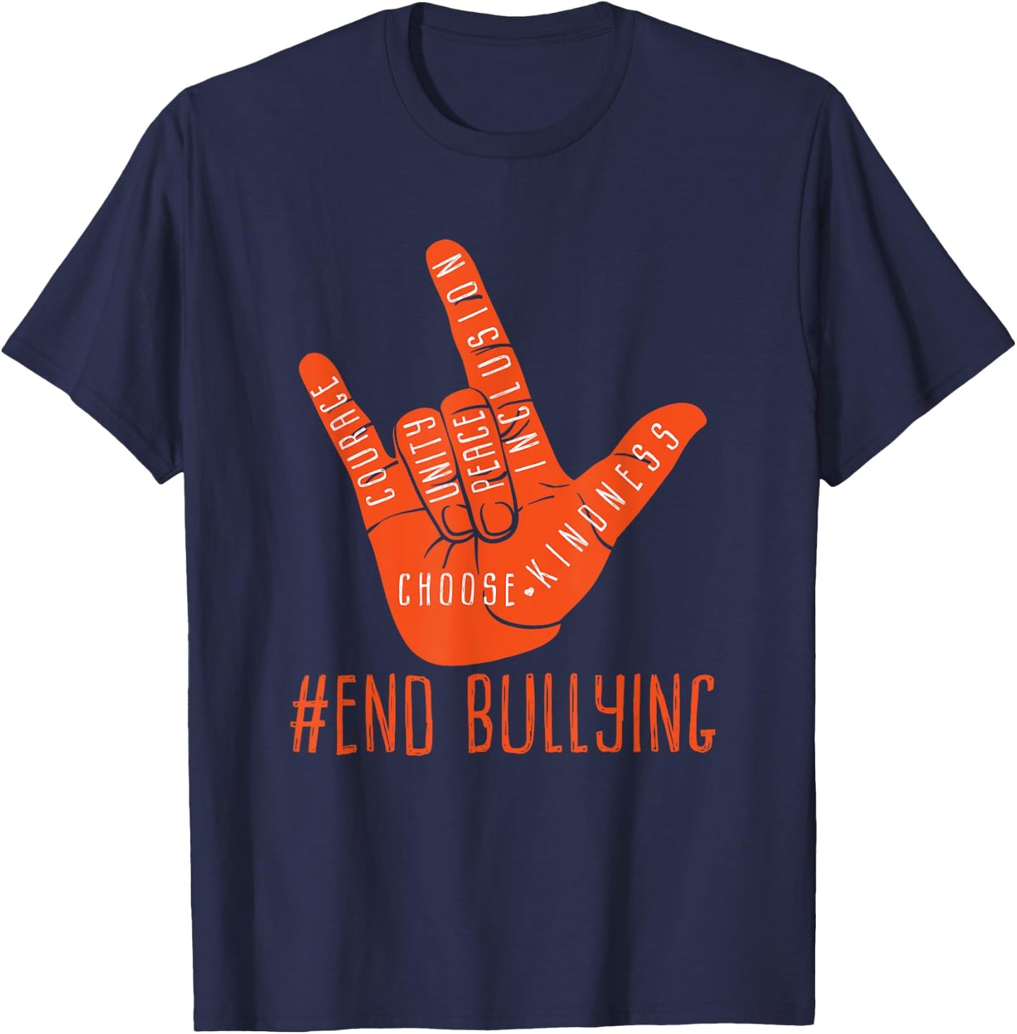 Unity Day Orange Kids 2022 Anti Bullying Love Sign Women T-Shirt - T-Shirt | Navy