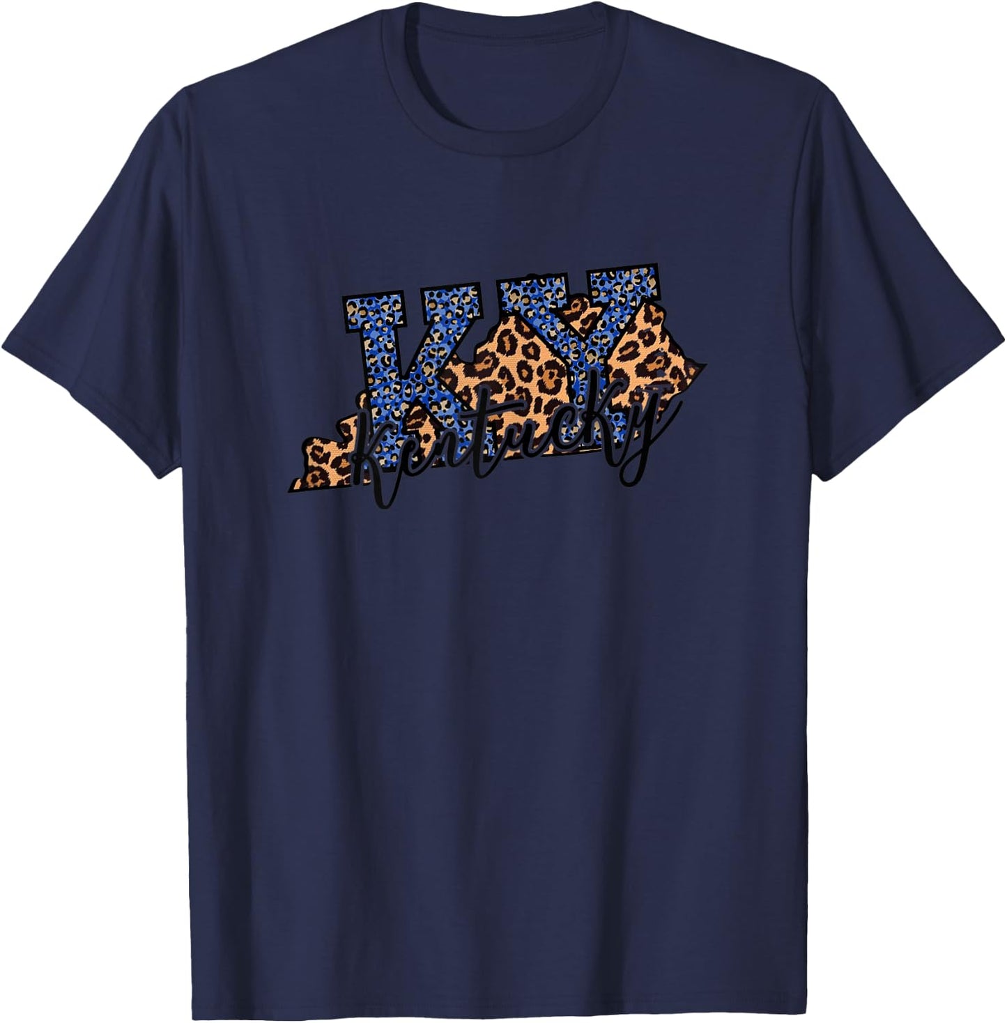 Kentucky Leopard Print KY Pride Kentucky Girl Cute State T-Shirt - T-Shirt | Navy