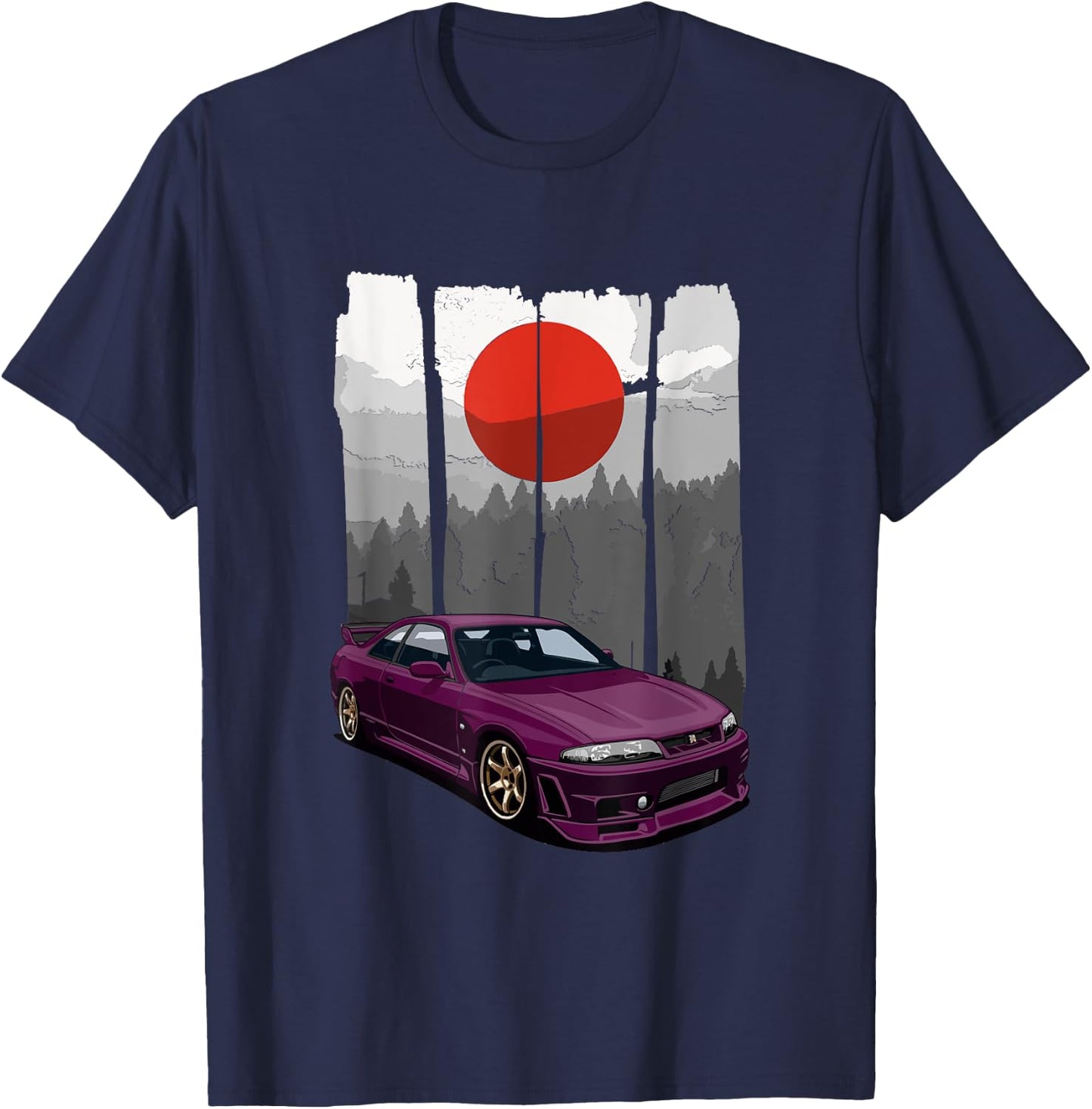 JDM Skyline R33 Car Tuning Japan Rising Sun Drift T-Shirt - T-Shirt | Navy