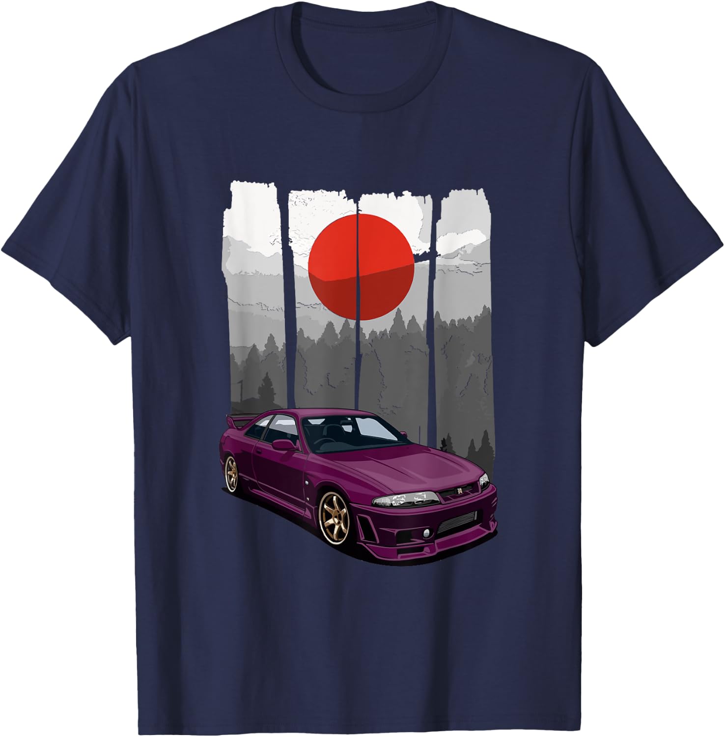 JDM Skyline R33 Car Tuning Japan Rising Sun Drift T-Shirt - T-Shirt | Navy