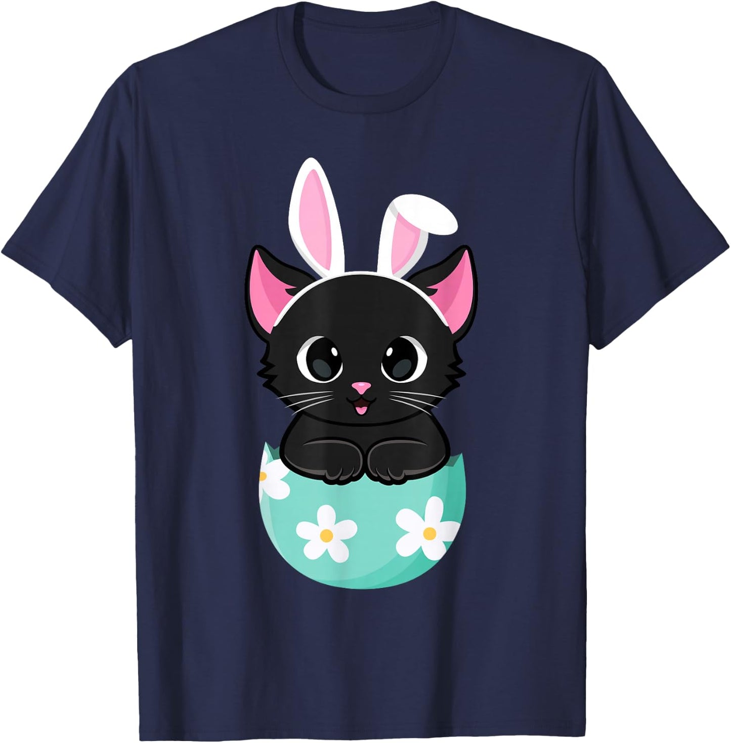 Cat Easter Day Bunny Ears Rabbit Easter Egg Kitten Cat Lover T-Shirt - T-Shirt | Navy