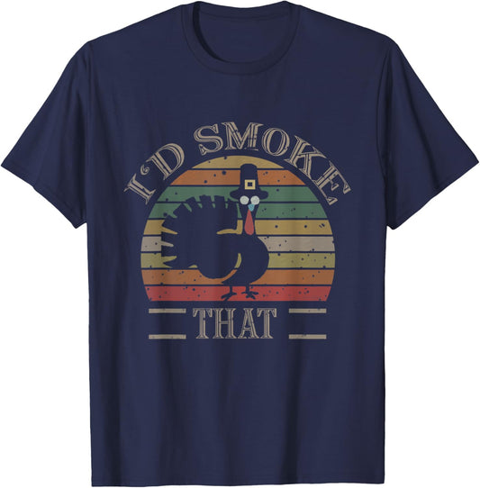 Funny Vintage Thanksgiving / I'd Smoke That Gift T-Shirt - T-Shirt | Navy