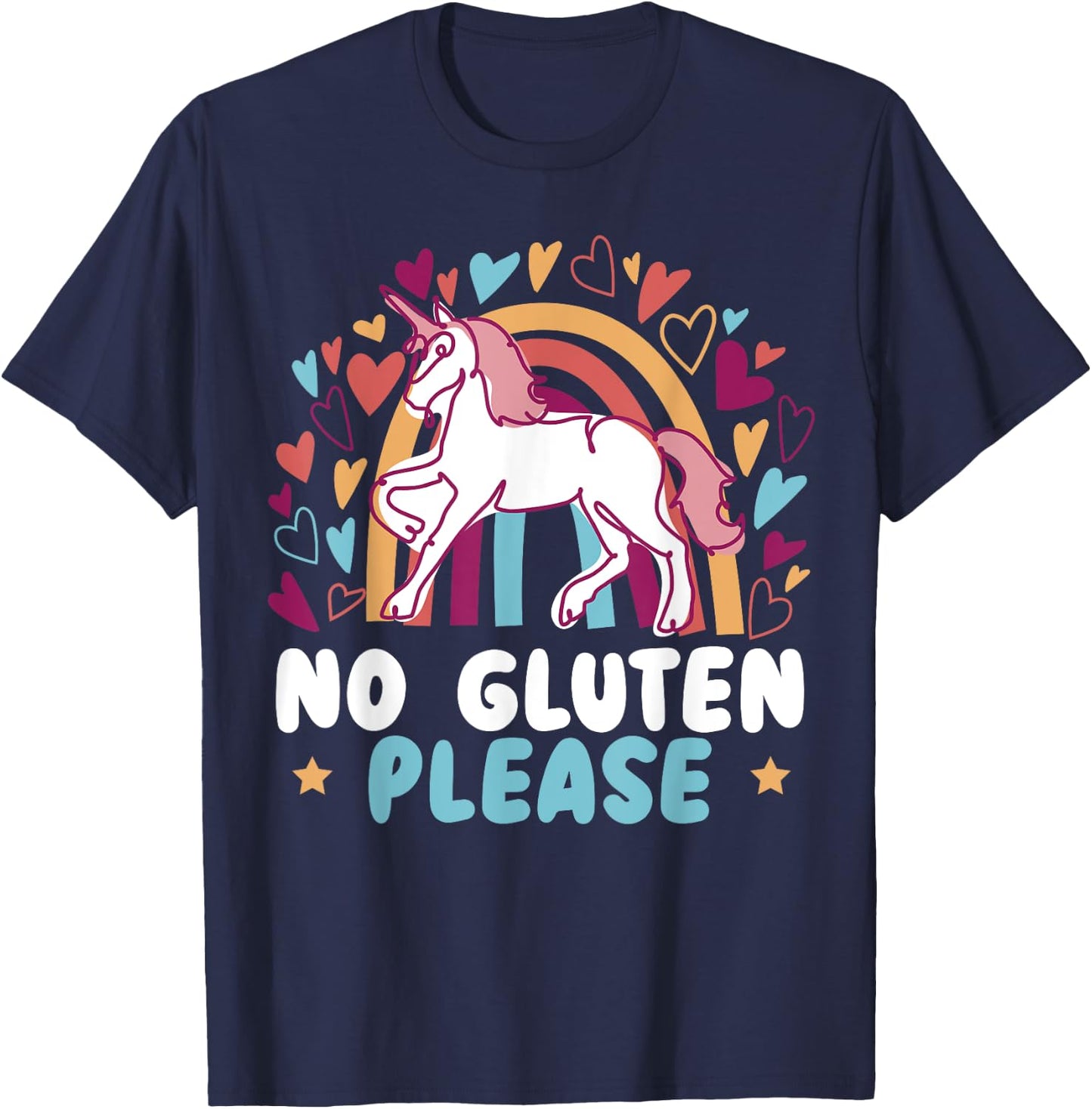No Gluten Please Unicorn Celiac Disease Awareness Month T-Shirt - T-Shirt | Navy