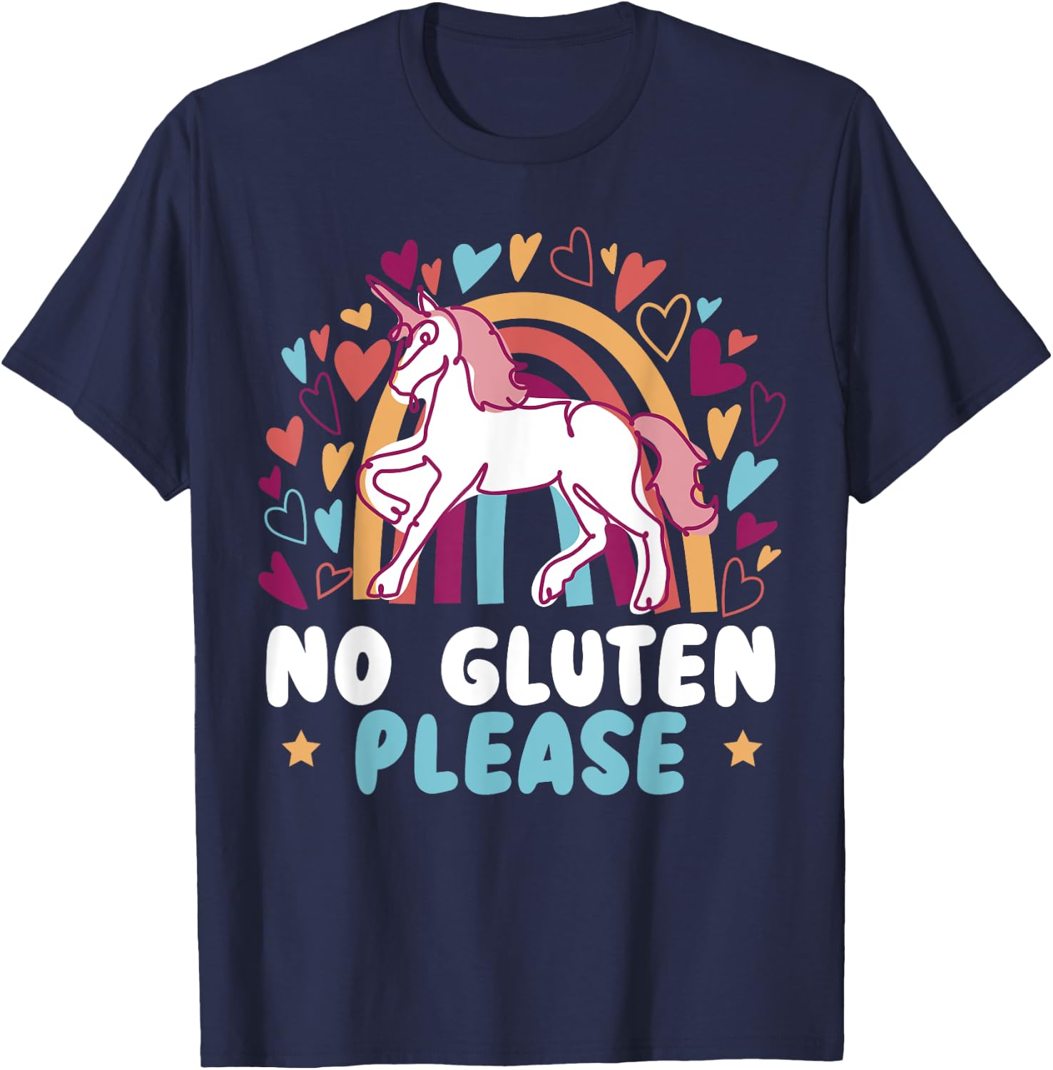 No Gluten Please Unicorn Celiac Disease Awareness Month T-Shirt - T-Shirt | Navy