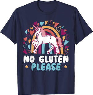 No Gluten Please Unicorn Celiac Disease Awareness Month T-Shirt - T-Shirt | Navy