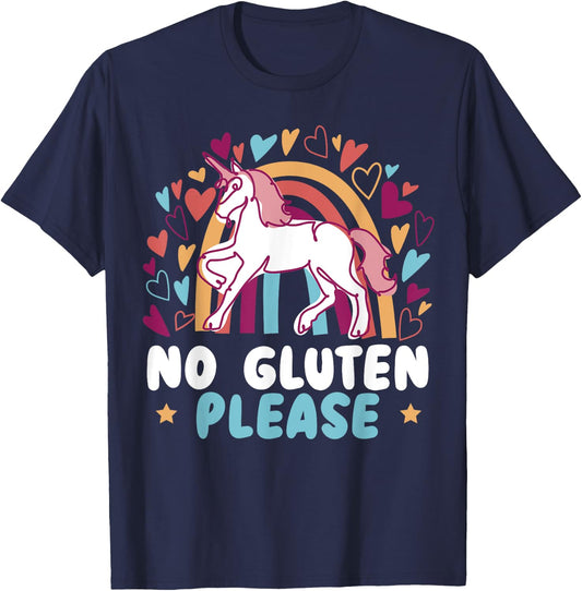 No Gluten Please Unicorn Celiac Disease Awareness Month T-Shirt - T-Shirt | Navy