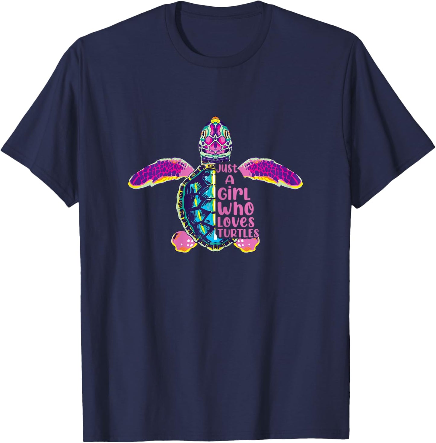 Just A Girl Who Loves Sea Turtles Girls T-Shirt - T-Shirt | Navy