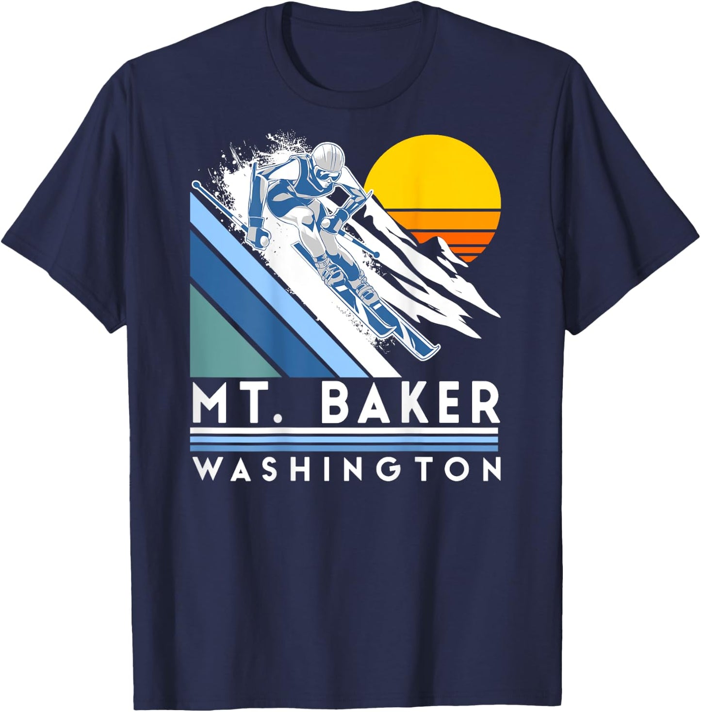 Mt. Baker Washington Retro Ski T-Shirt - T-Shirt | Navy