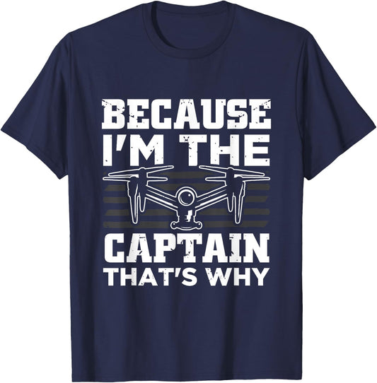 Funny Drones Captain Quadcopter Aviation Design T-Shirt - T-Shirt | Navy