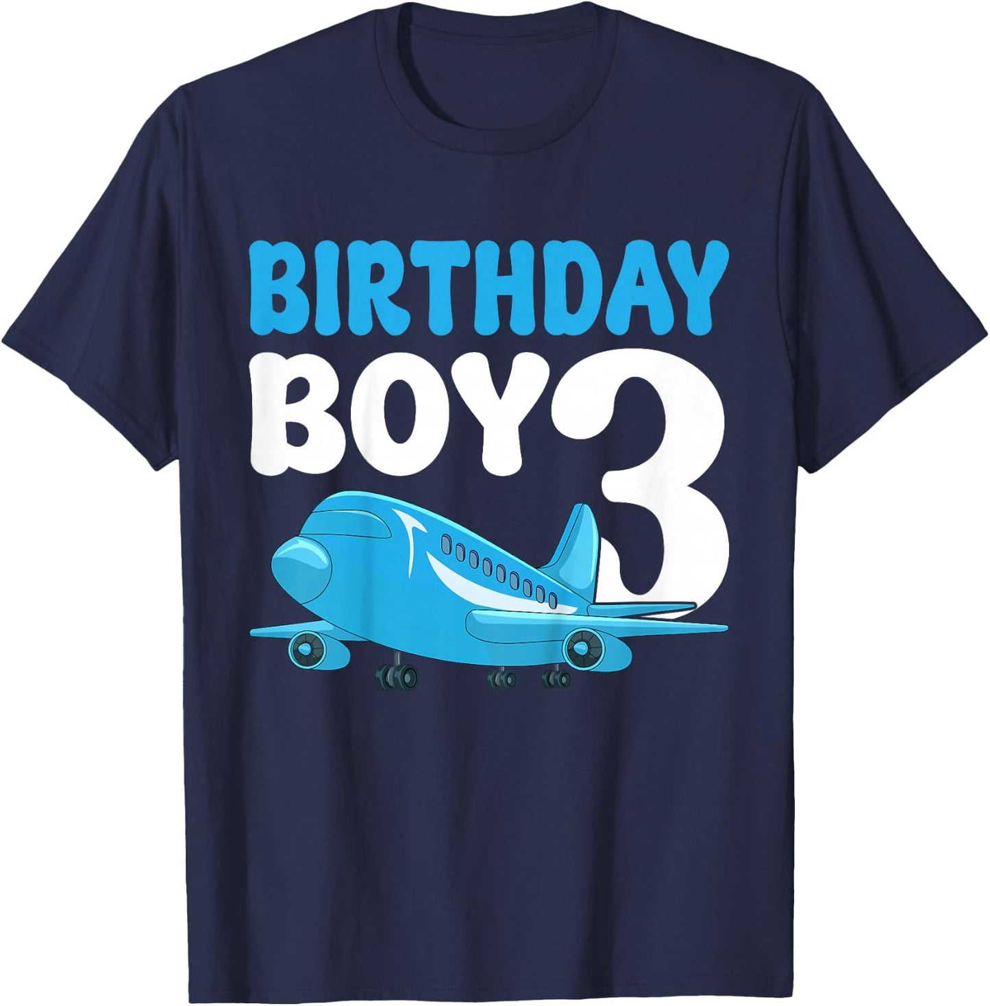 Kids Birthday Boy 3 Years Old Airplane Pilot Kids 3rd Birthday T-Shirt - T-Shirt | Navy