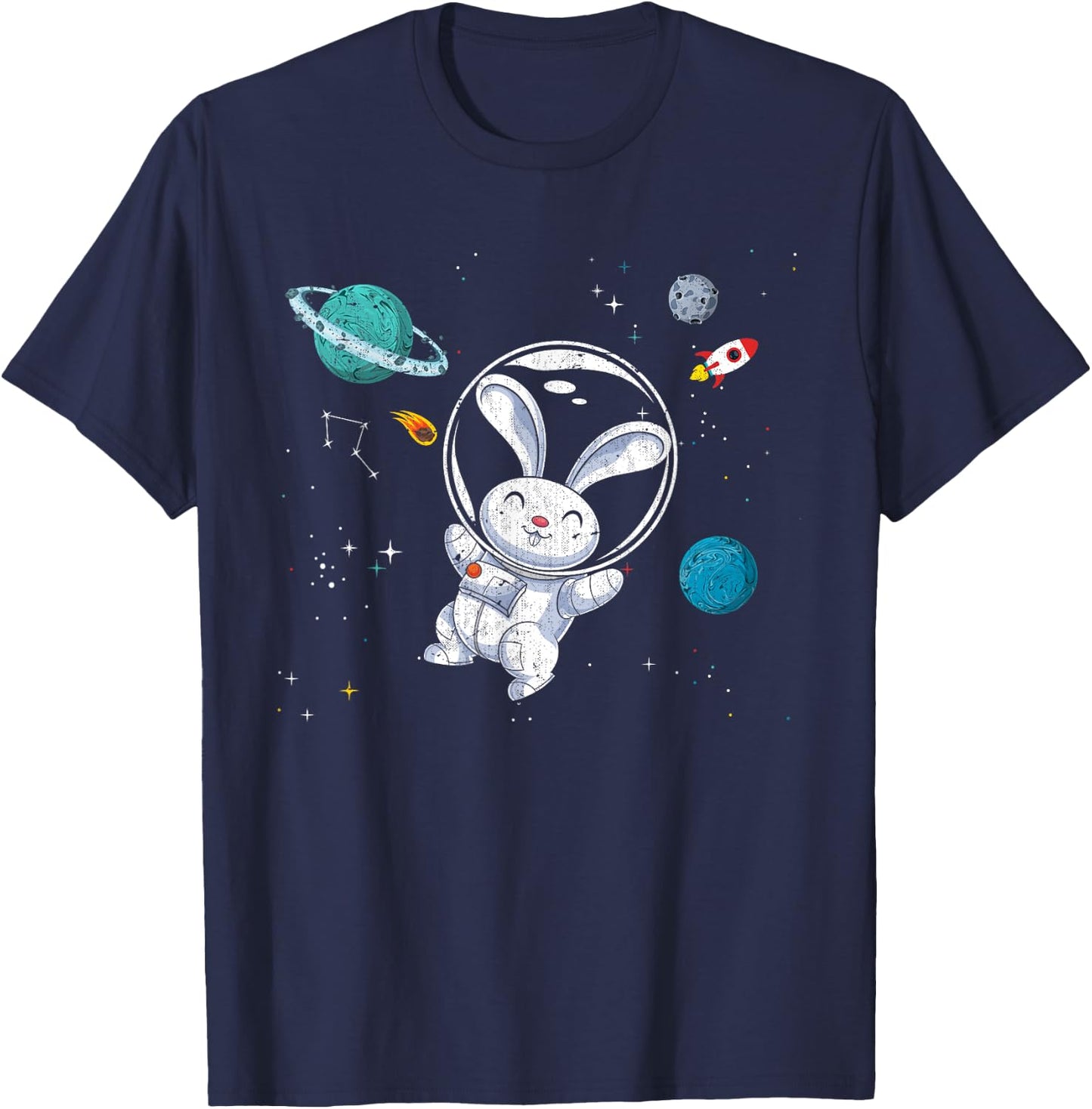 Outer Space Science Rabbit Animal Lover Astronaut Bunny T-Shirt - T-Shirt | Navy