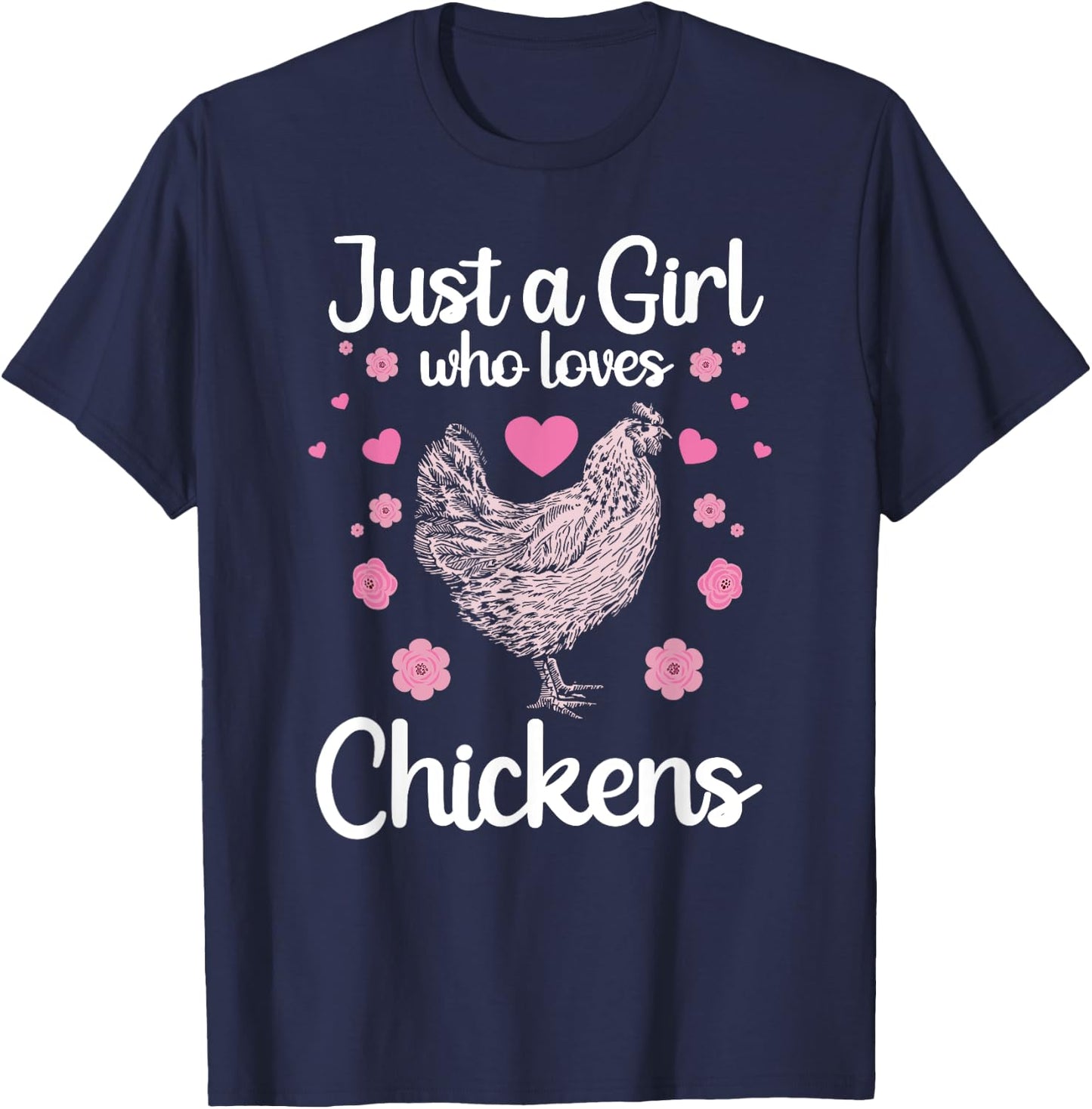 Funny Girl Chicken Design For Kids Women Mom Chicken Lover T-Shirt - T-Shirt | Navy